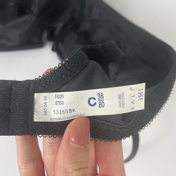 American Vintage BALI Black Satin Balconette Style Bra Size 38C - Picture 7 of 7